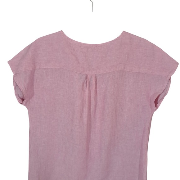 Pure‎ Navy Linen Dress Womens Medium Pink Lightweight Knew High Gauze Coastal - Picture 6 of 11